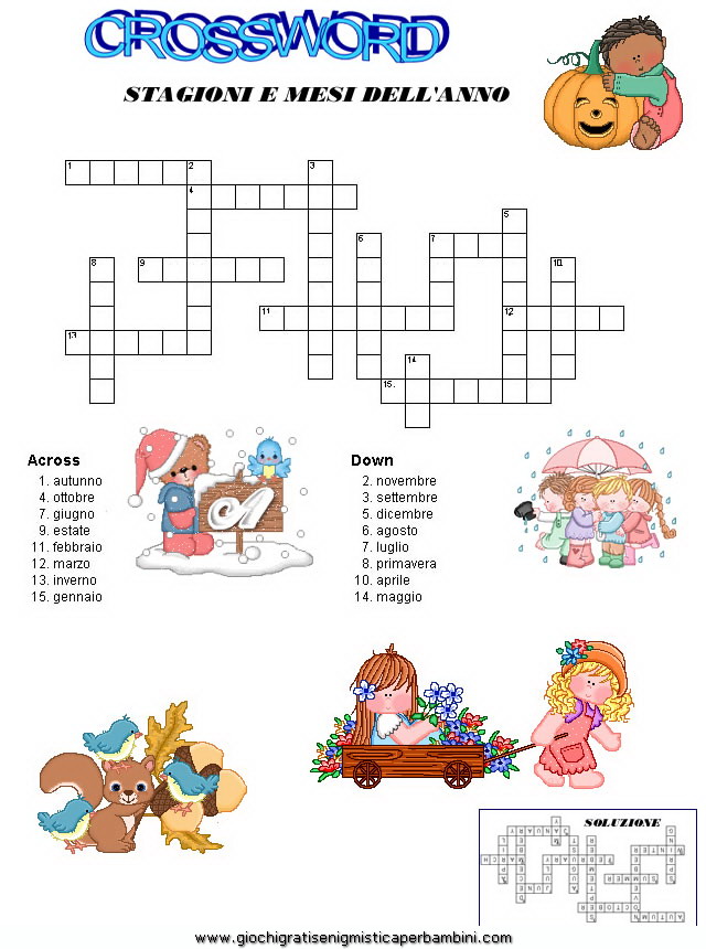Crossword mesi enigmistica per bambini e ragazzi for Cruciverba da stampare per ragazzi di 12 anni