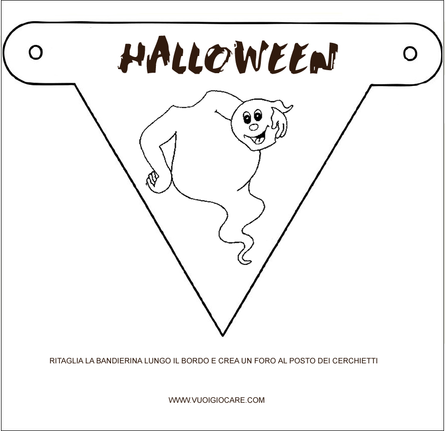 bandierina di carta per la festa di halloween da colorare