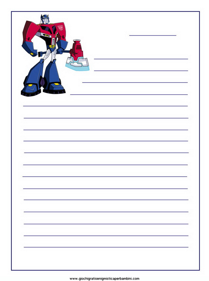 Carta Da Lettere Transformers