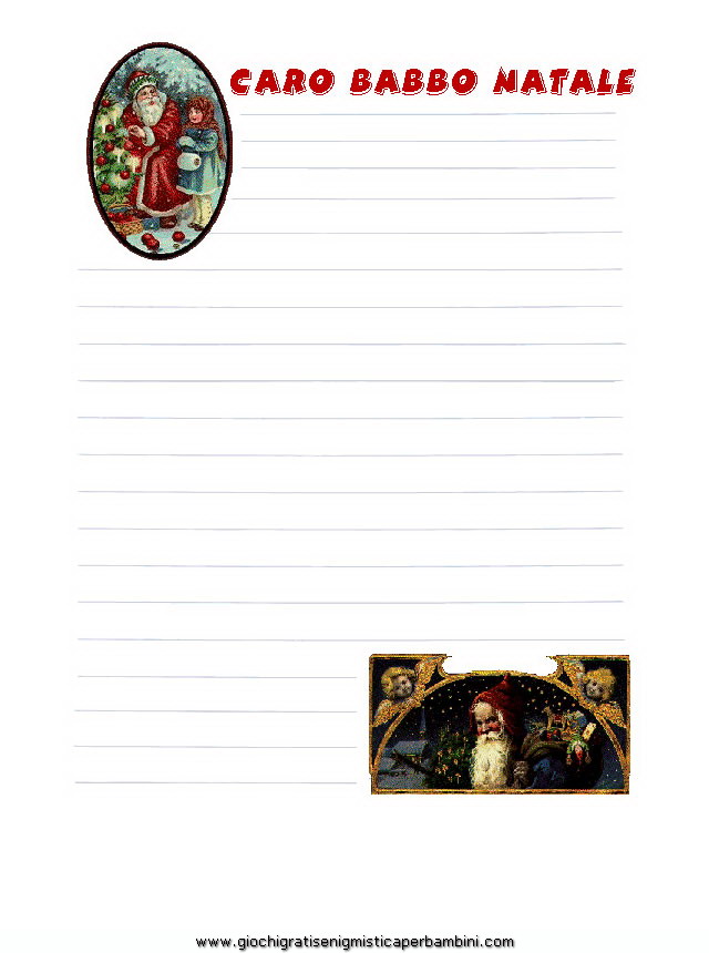 letterina per babbo natale con disegni verdi