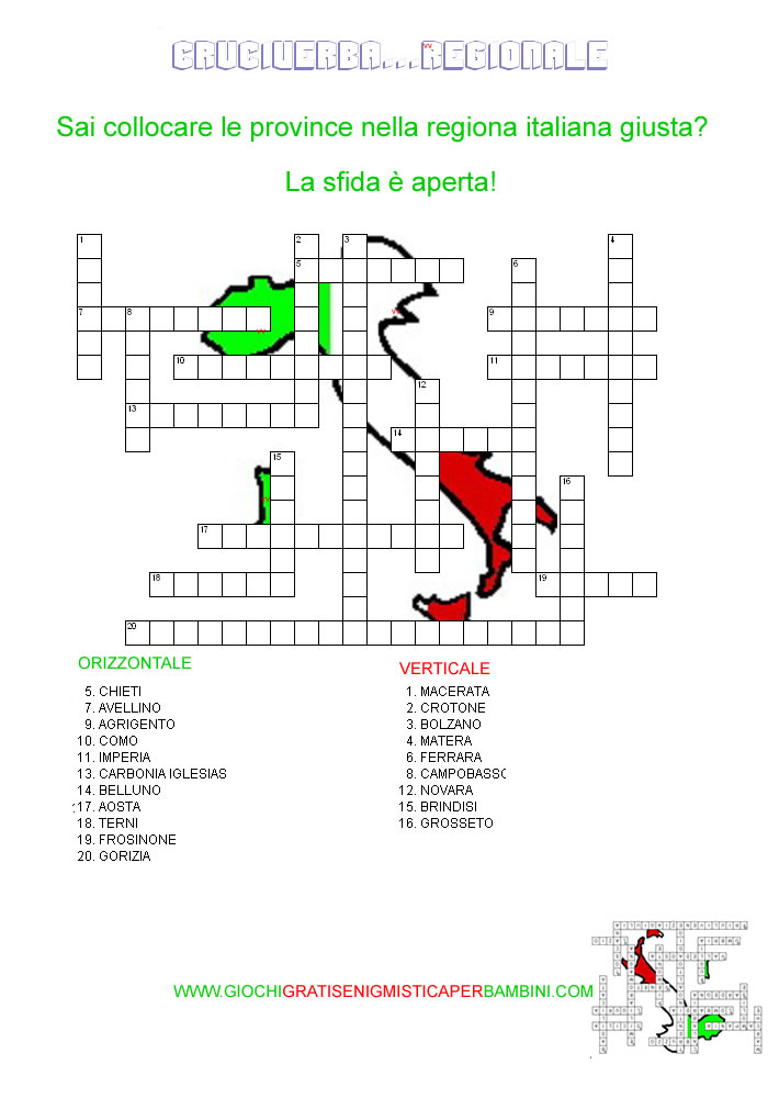cruciverba sull'italia