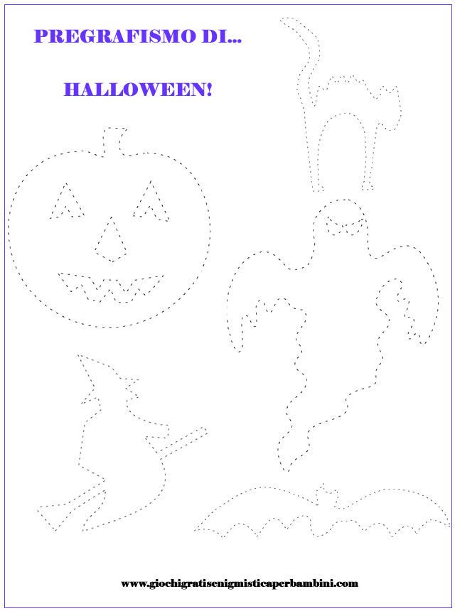 scheda di pregrafismo con immagini di halloween