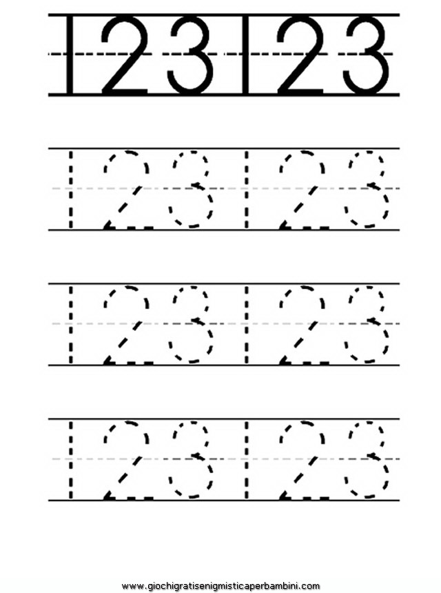 scheda di pregrafismo dei numeri