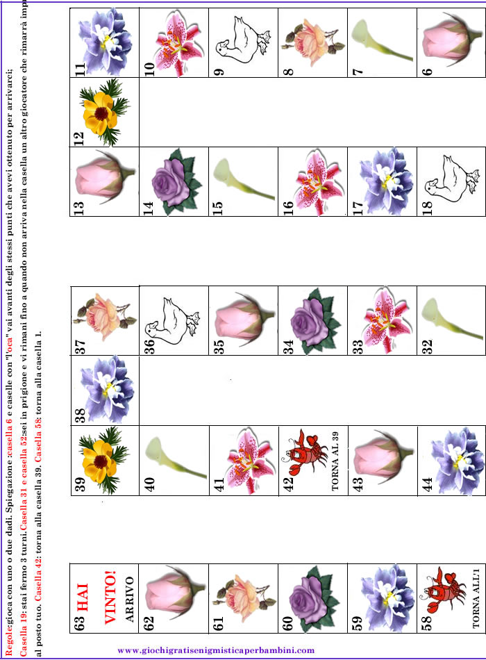 gioco dell oca da stampare con fiori colorati