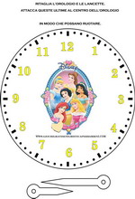 disegno delle principesse disney su orologio da stampare