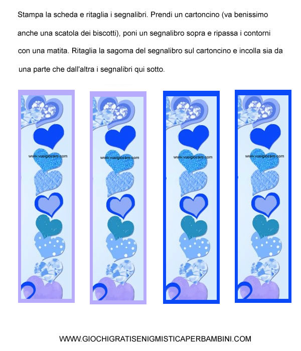 segnalibro con cuori azzurri