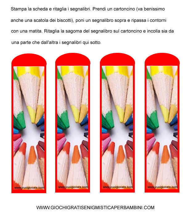 segnalibro con matite colorate