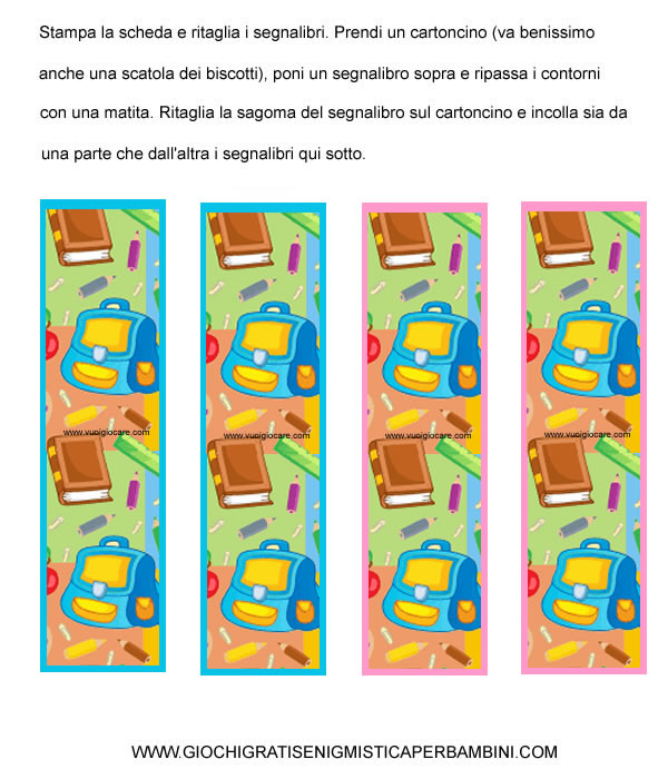 segnalibro zaini cartelle e diari scolastici